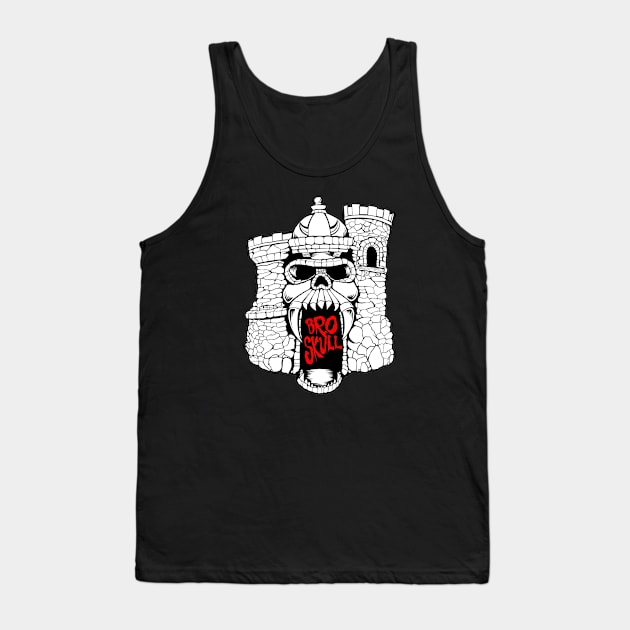 Broskull Logo V.2  White Castle with Red Letters Tank Top by CastleBroskull